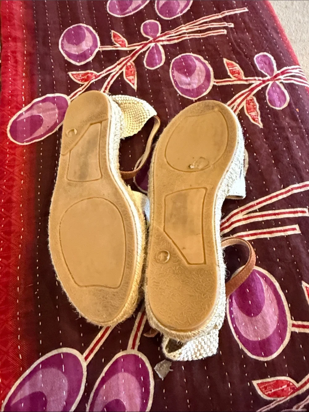 Boden Peggy Pineapple Embroidered Espadrille Sandals with Tan Strap 41